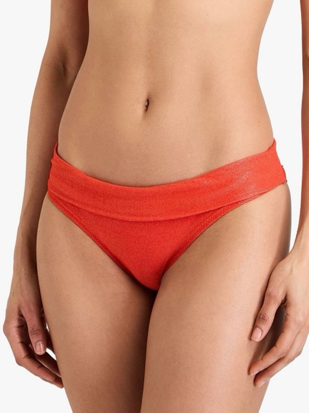 NWT Heidi Klein ‘Metallic Fold Over Bikini Briefs’ in “Tomato Red” Size Medium